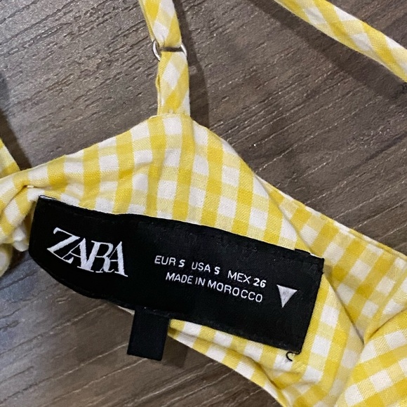 Zara Yellow Checkered Backless Sundress - Picture 3 of 6